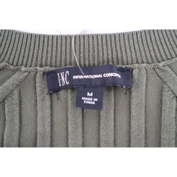 Ribbed Olive Green Zip-Angle Sweater M By INC International Concepts Size Medium - Picture 5 of 13